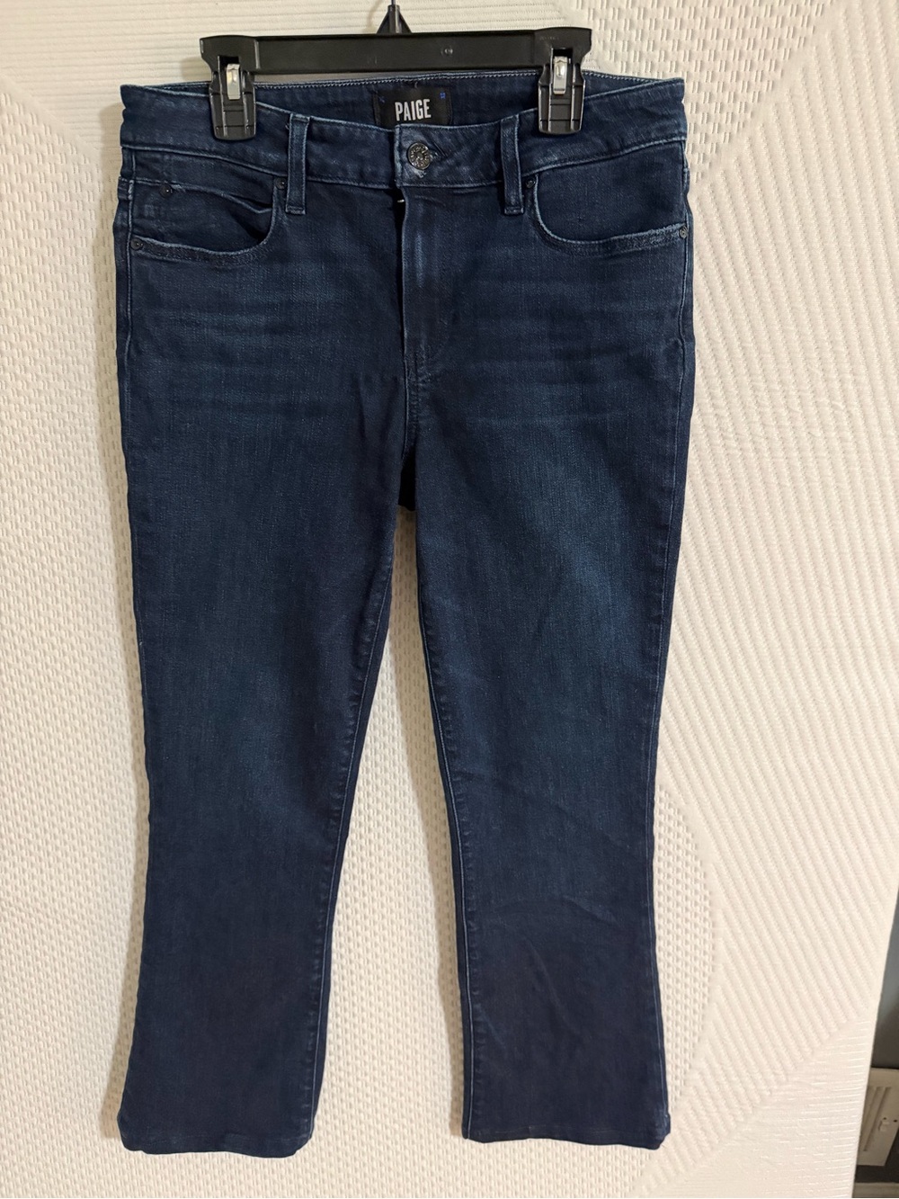 PAIGE Dark Indigo Cropped Slim Jeans